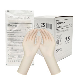 Rękawiczki chirurgiczne lateksowe sterylne 7.5 pudrowane Mercator Santex Powdered 50 par