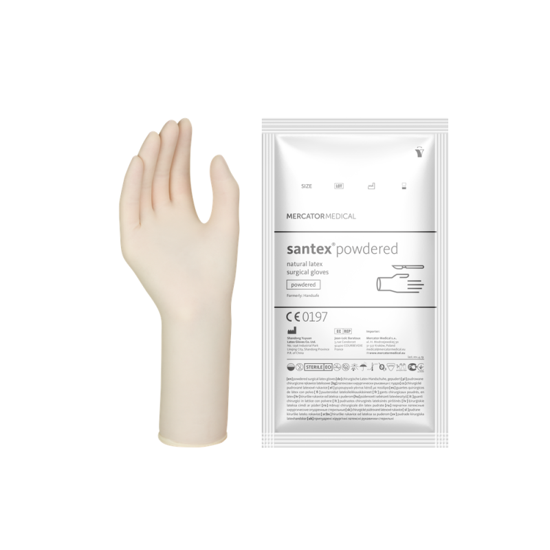 Rękawiczki chirurgiczne lateksowe sterylne 8.5 pudrowane Mercator Santex Powdered 1 para