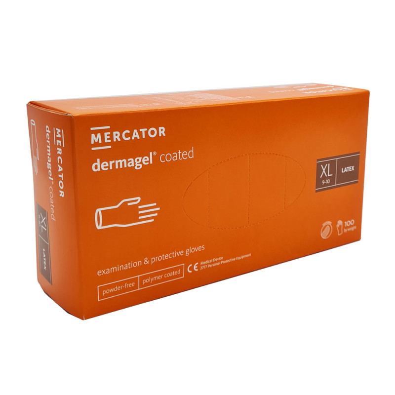 Rękawiczki lateksowe XL Mercator Dermagel Coated 100szt karton 10op