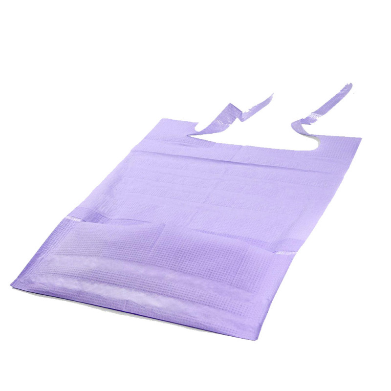 Śliniak dentystyczny z kieszonką 39cm x 48cm fioletowy podfoliowany 54g DentixPro 50szt