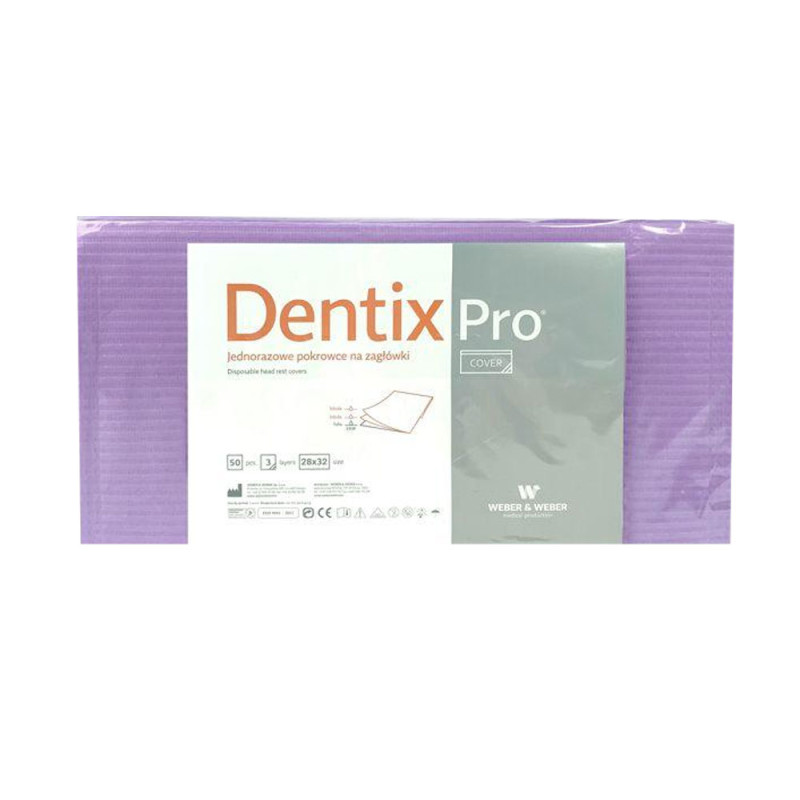 Pokrowiec na zagł&oacute;wek stomatologiczny 32cm x 28cm fioletowy podfoliowany 54g DentixPro 50szt