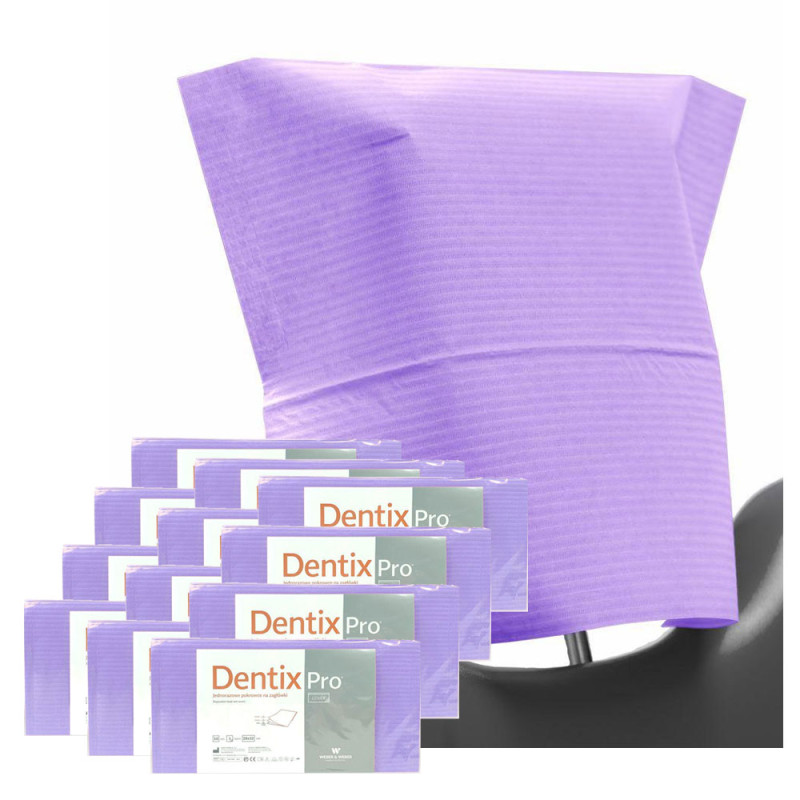 Pokrowiec na zagł&oacute;wek stomatologiczny 32cm x 28cm fioletowy podfoliowany 54g DentixPro 600szt