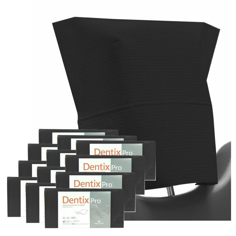 Pokrowiec na zagł&oacute;wek stomatologiczny 32cm x 28cm czarny podfoliowany 54g DentixPro 600szt