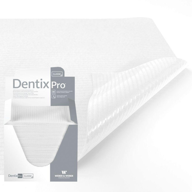 Serweta dentystyczna 33cm x 48cm biała podfoliowana 54g DentixPro 80szt