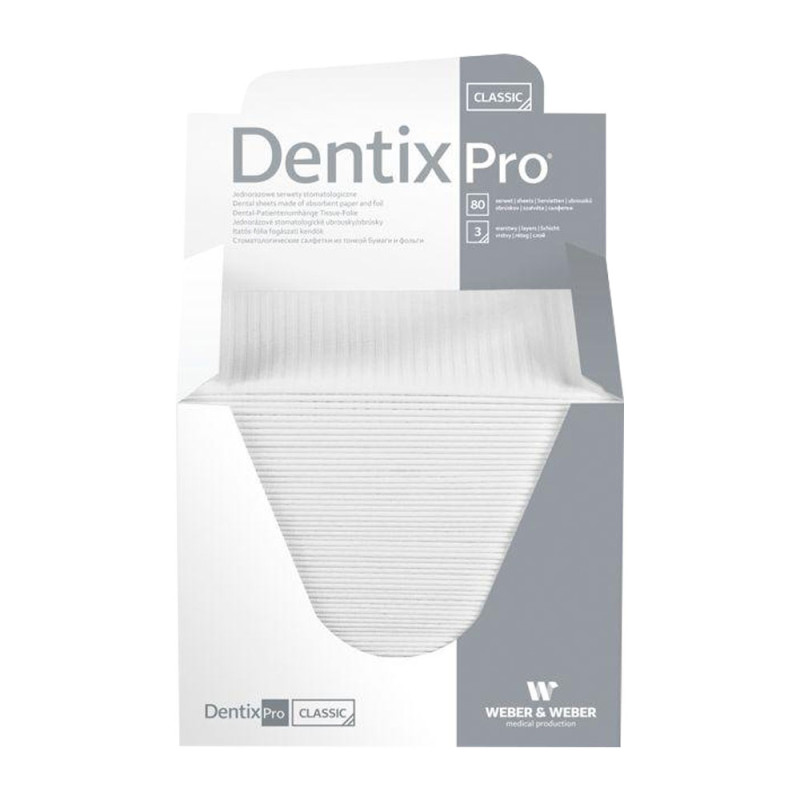 Serweta dentystyczna 33cm x 48cm biała podfoliowana 54g DentixPro 80szt