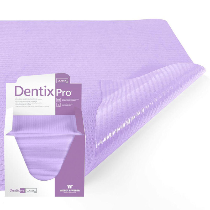 Serweta dentystyczna 33cm x 48cm fioletowa podfoliowana 54g DentixPro 80szt