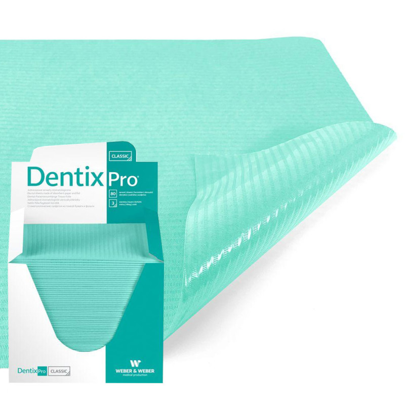 Serweta dentystyczna 33cm x 48cm zielona podfoliowana 54g DentixPro 80szt