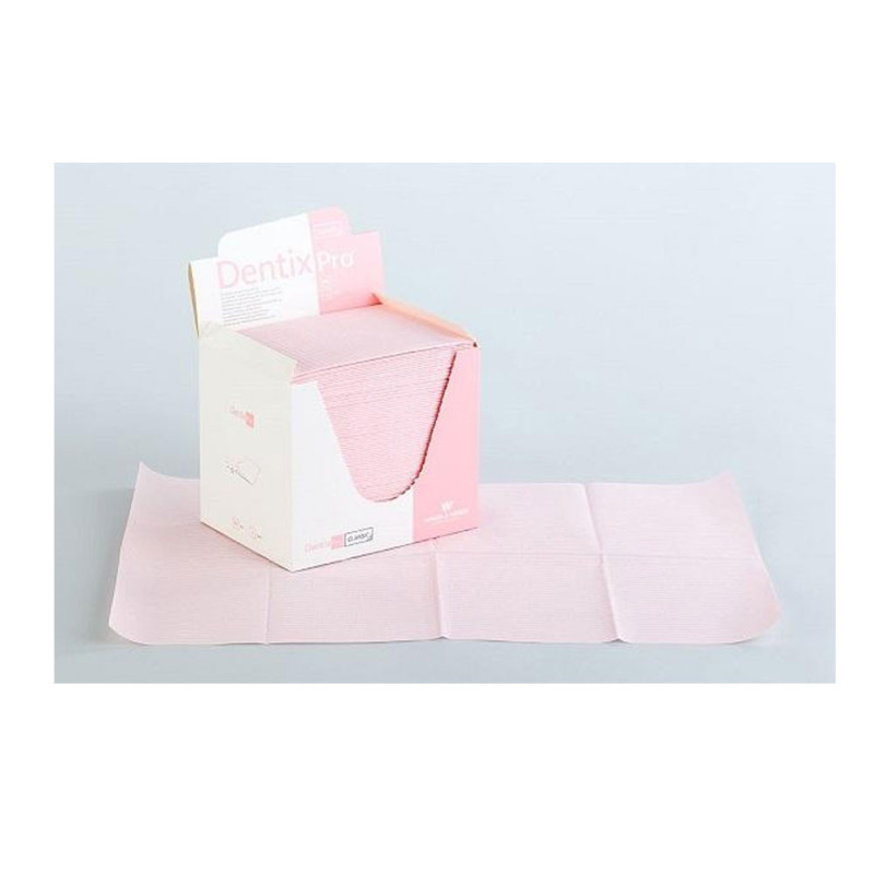 Serweta dentystyczna 33cm x 48cm r&oacute;żowa podfoliowana 54g DentixPro 80szt