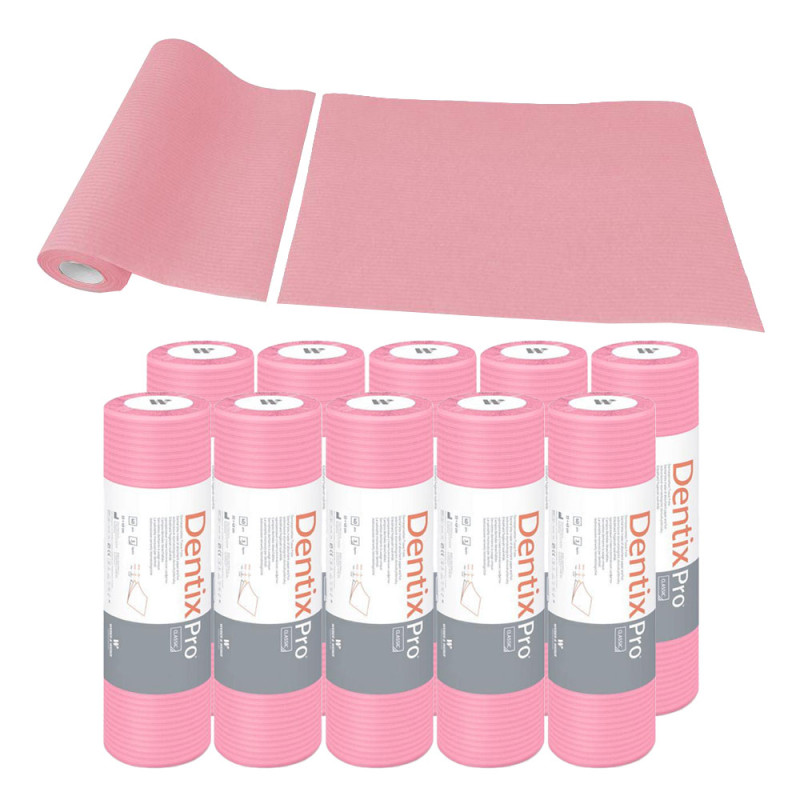 Serweta dentystyczna na rolce 33cm x 48cm r&oacute;żowa podfoliowana 54g DentixPro 400szt