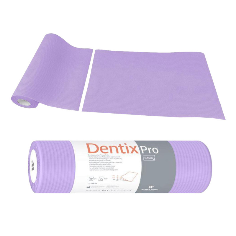 Serweta dentystyczna na rolce 33cm x 48cm fioletowa podfoliowana 54g DentixPro 40szt