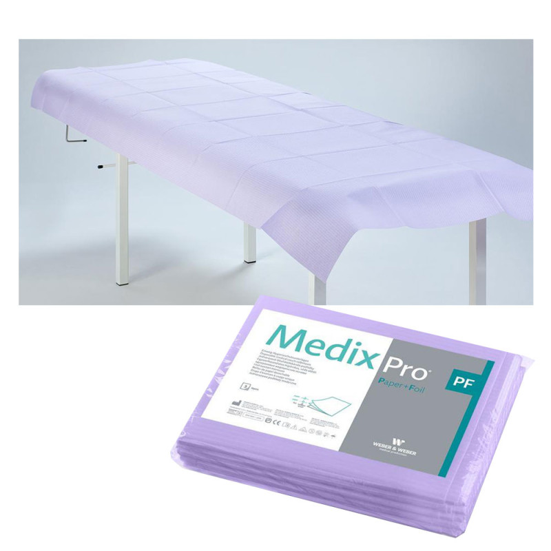 Prześcieradło jednorazowe 77cm x 210cm fioletowe podfoliowane 54g MedixPro 5szt