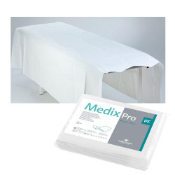 Prześcieradło jednorazowe 150cm x 210cm białe podfoliowane 54g MedixPro 20szt
