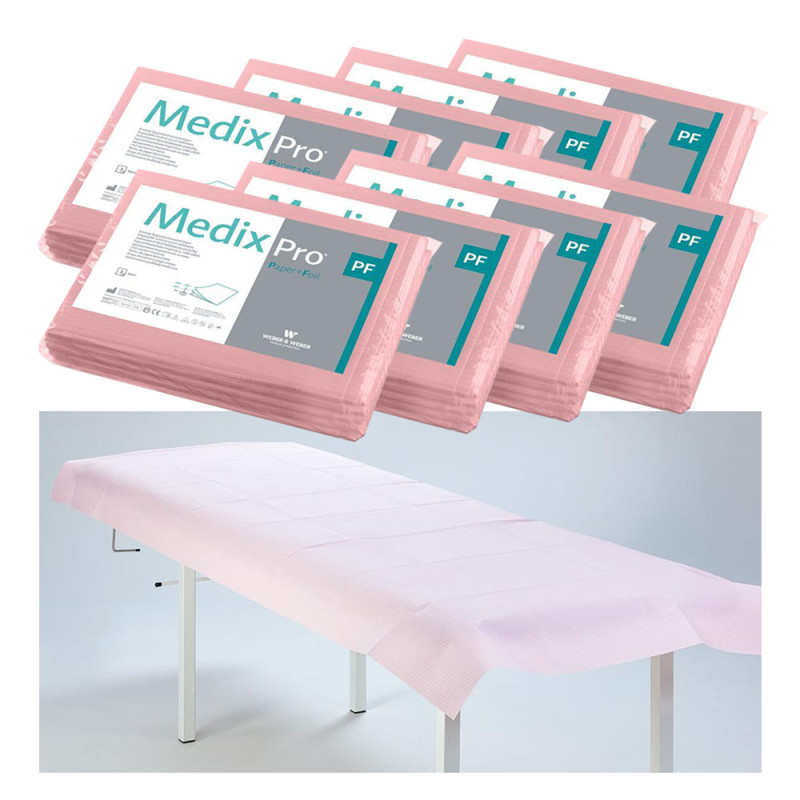 Prześcieradło jednorazowe 77cm x 210cm r&oacute;żowe podfoliowane 54g MedixPro 40szt