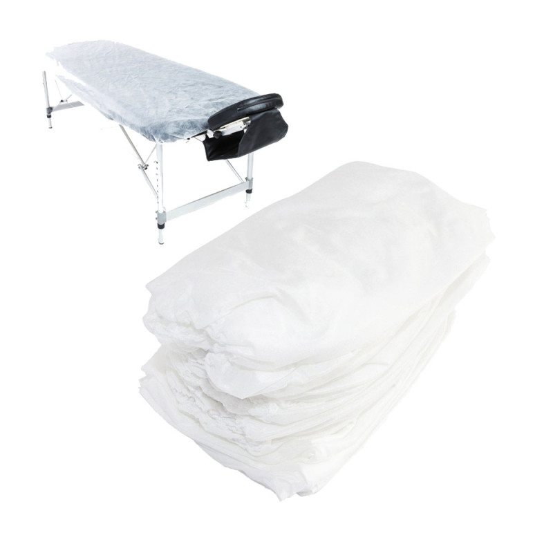 Prześcieradło jednorazowe z gumką 100cm x 220cm białe wł&oacute;knina 15g 10szt