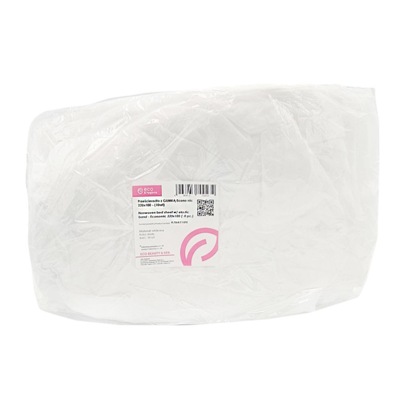 Prześcieradło jednorazowe z gumką 100cm x 220cm białe wł&oacute;knina 15g 10szt