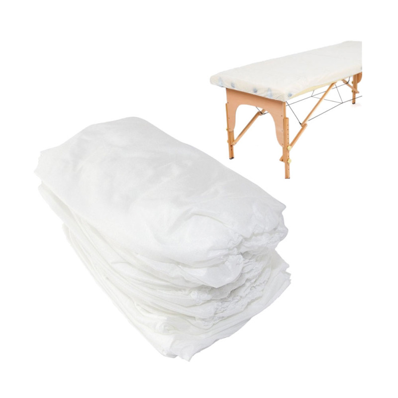 Prześcieradło jednorazowe z gumką 80cm x 200cm białe wł&oacute;knina 15g 10szt