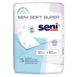 Podkład chłonny na ł&oacute;żko 90cm x 60cm Seni Soft Super 5 szt x 12op