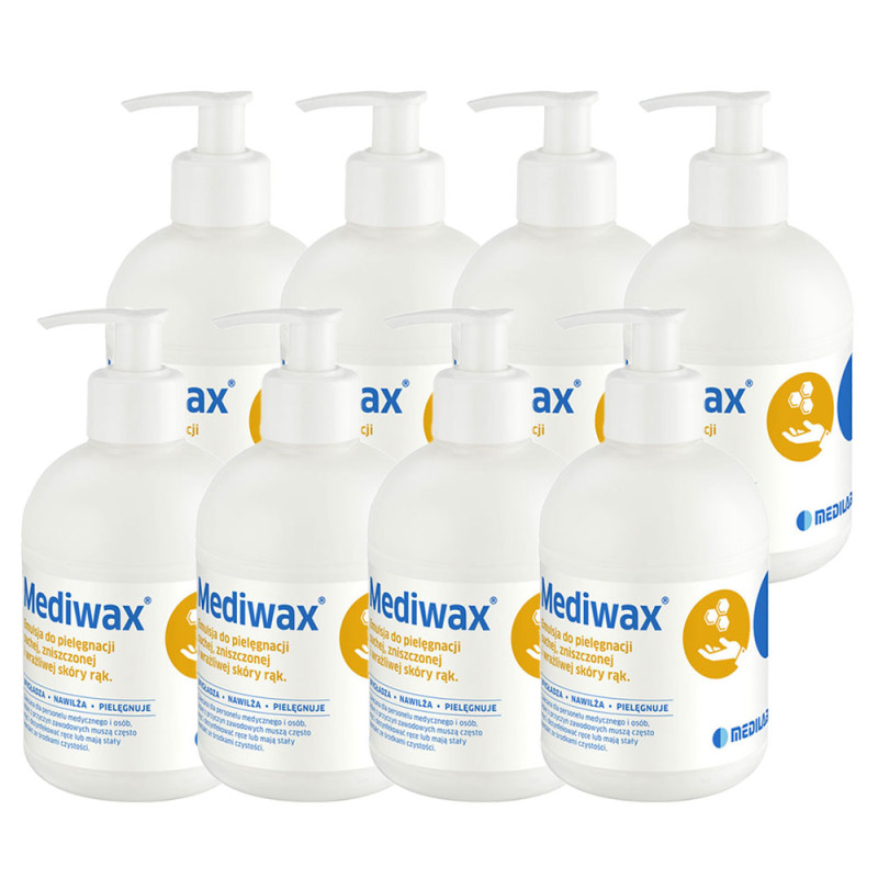 Mediwax krem do rąk 330ml z pompką do pielęgnacji suchej i wrażliwej sk&oacute;ry 8szt
