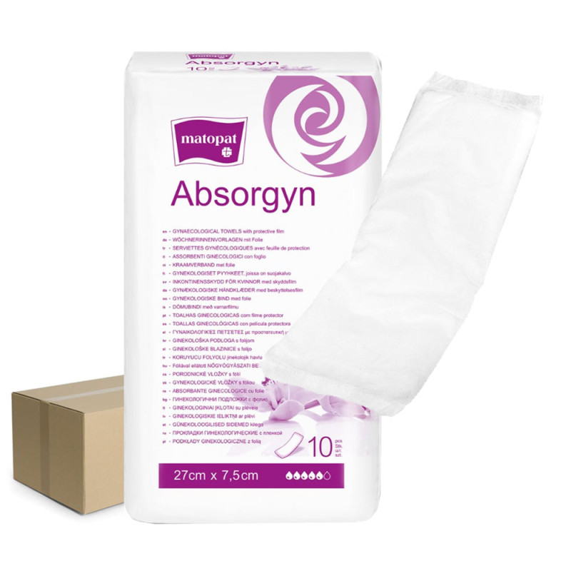 Podkład ginekologiczny z folią dla kobiet 27cm x 7,5cm Absorgyn niejałowy 10 szt x 50op