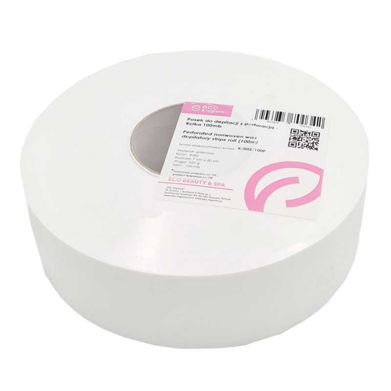 Pasek do depilacji z wł&oacute;kniny 7cm x 20cm na rolce z perforacją biały 500szt