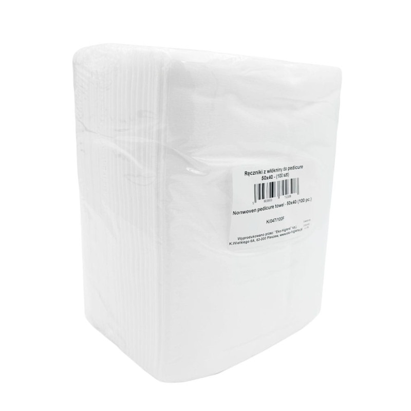 Ręcznik kosmetyczny do pedicure biały z wł&oacute;kniny 50cm x 40cm 100szt