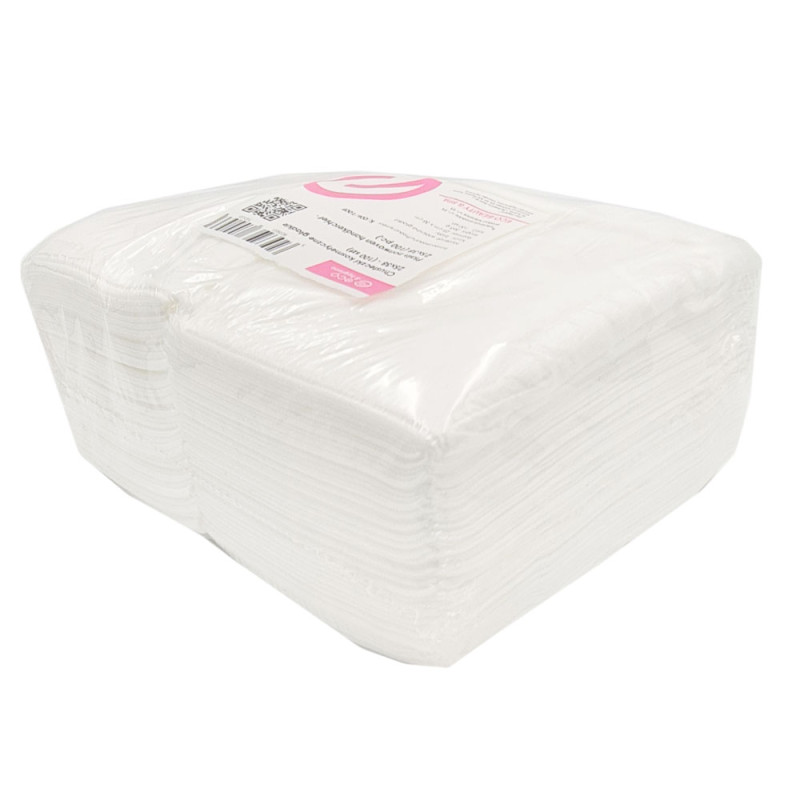 Chusteczki kosmetyczne z wł&oacute;kniny gładkie białe 25cm x 38cm 100 szt