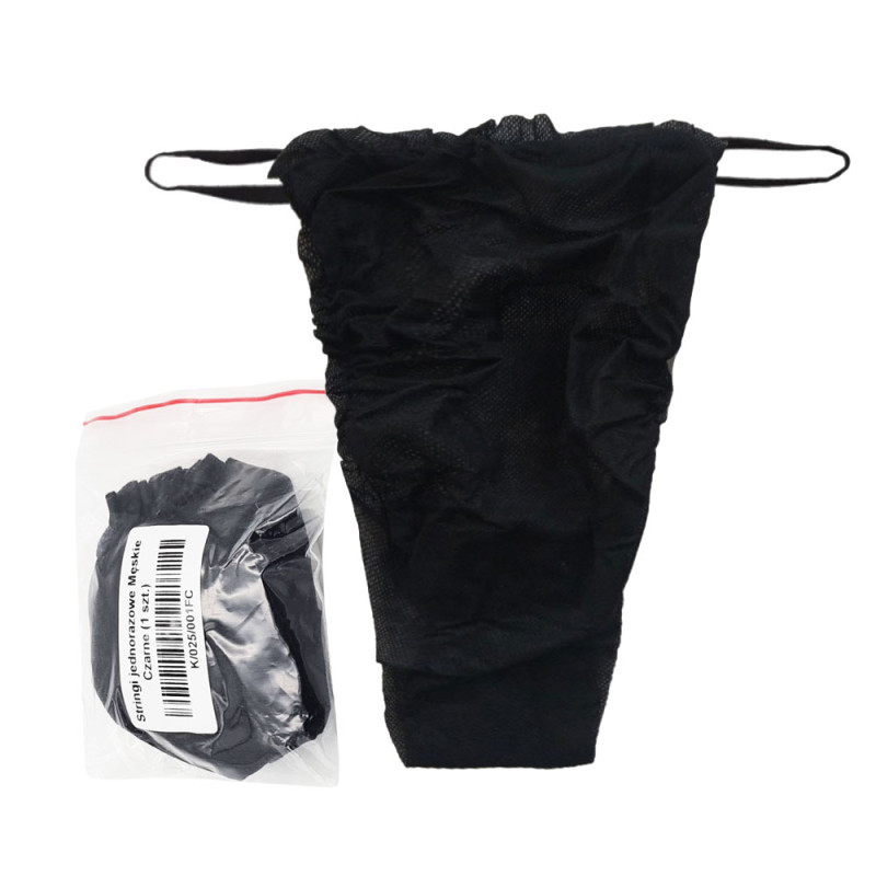 Stringi jednorazowe męskie czarne majtki do masażu wł&oacute;knina nieprześwitujące 200szt