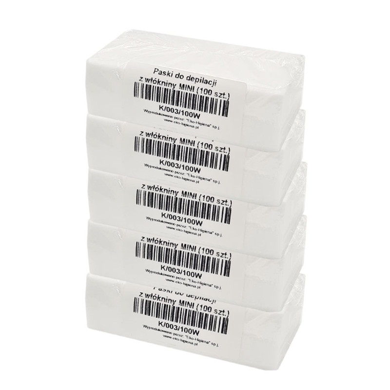 Pasek mini do depilacji z wł&oacute;kniny 3cm x 10cm biały 100szt x 5op