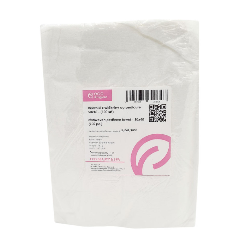 Ręcznik kosmetyczny do pedicure biały z wł&oacute;kniny 50cm x 40cm 600szt