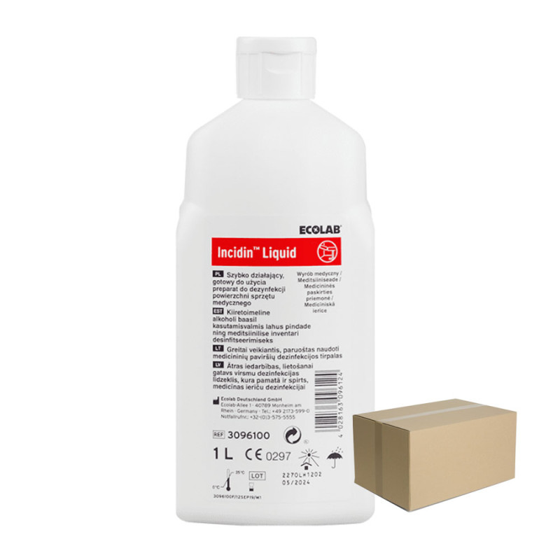 Płyn do szybkiej dezynfekcji powierzchni Ecolab Incidin Liquid 1l 12op