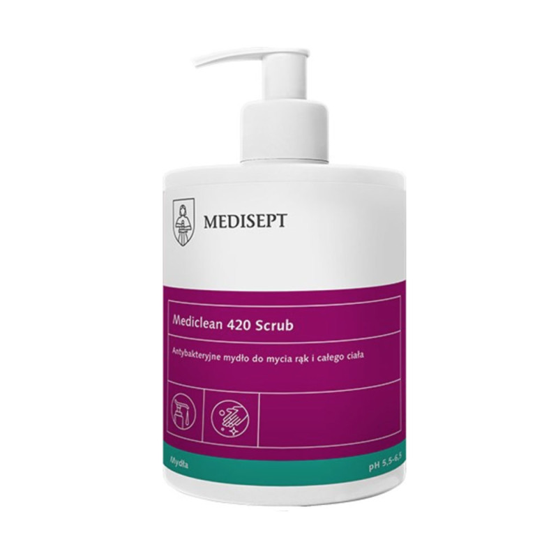 Mediclean 420 Scrub 500ml antybakteryjne mydło w płynie do mycia rąk i całego ciała 1szt