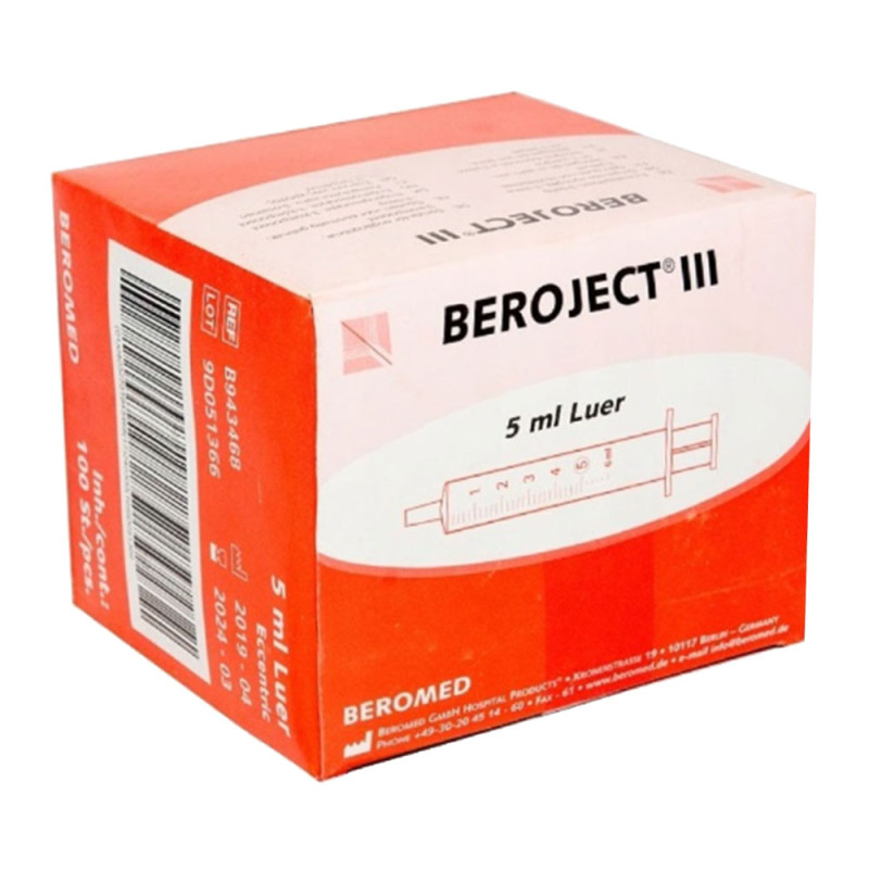 Strzykawka 5ml luer trzyczęściowa Beroject III 100 szt