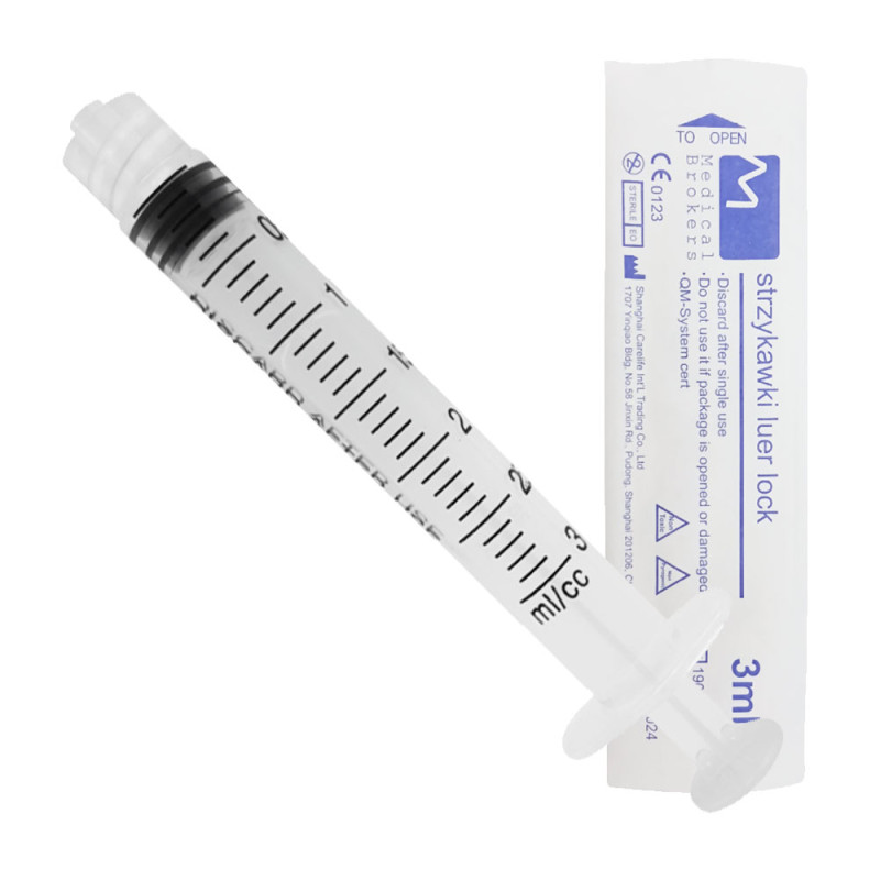 Strzykawka 3ml luer lock trzyczęściowa Medical Brokers 100szt