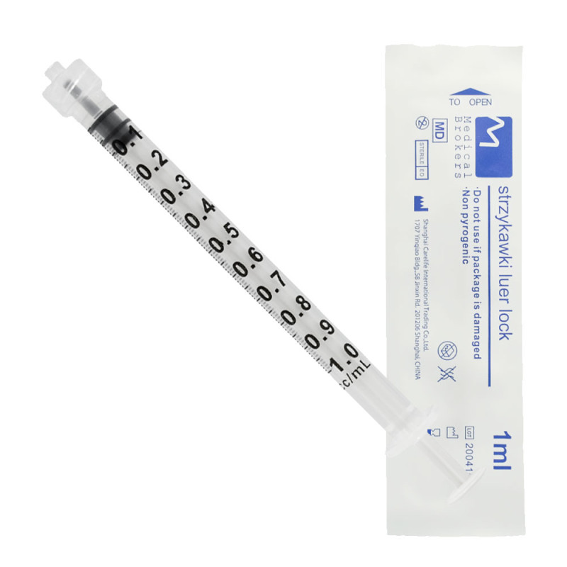Strzykawka 1ml luer lock trzyczęściowa Medical Brokers 100szt 20op
