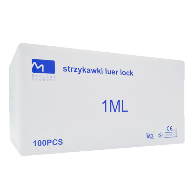 Strzykawka 1ml luer lock trzyczęściowa Medical Brokers 100szt 20op