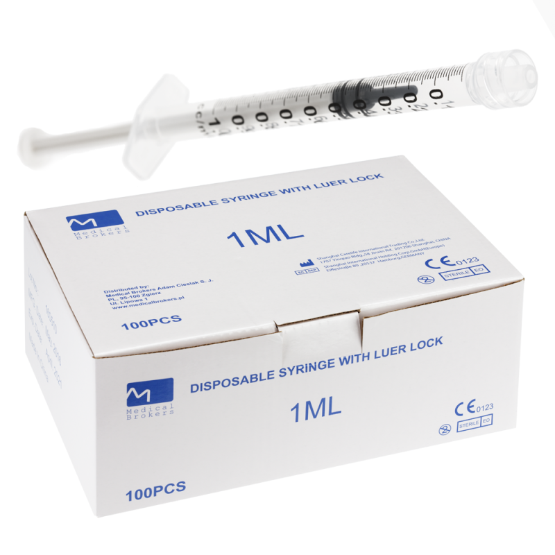 Strzykawka 1ml luer lock trzyczęściowa Medical Brokers 100szt 20op