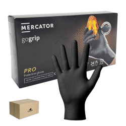 Rękawiczki nitrylowe M czarne Mercator Gogrip 50szt karton 10op
