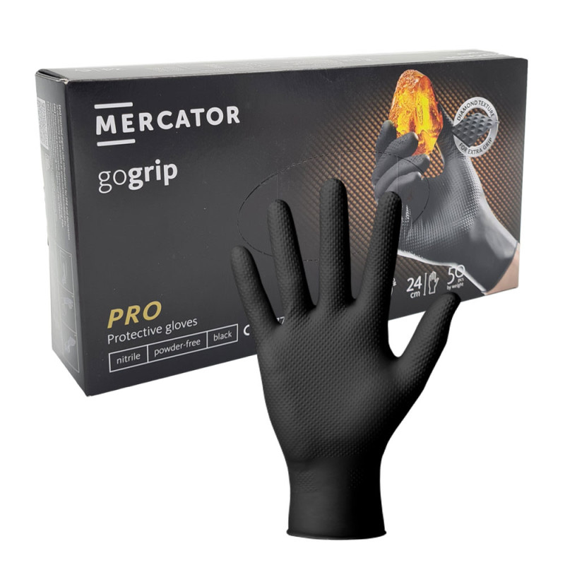 Rękawiczki nitrylowe L czarne Mercator Gogrip 50szt