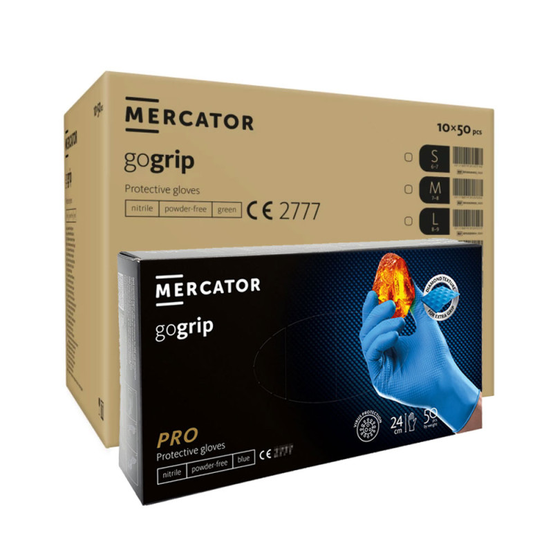 Rękawiczki nitrylowe M niebieskie Mercator Gogrip 50szt karton 10op