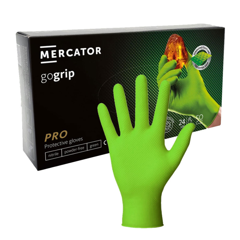 Rękawiczki nitrylowe M zielone Mercator Gogrip green 50szt