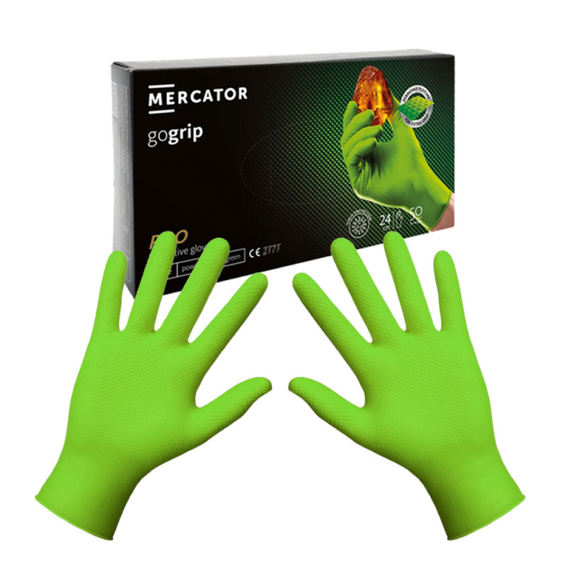 Rękawiczki nitrylowe M zielone Mercator Gogrip green 50szt