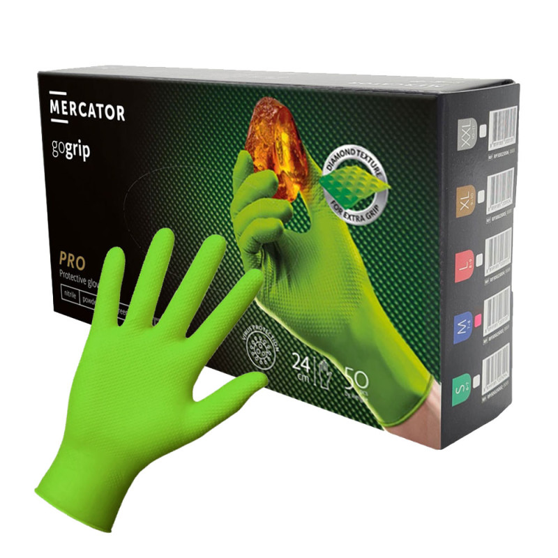 Rękawiczki nitrylowe M zielone Mercator Gogrip green 50szt