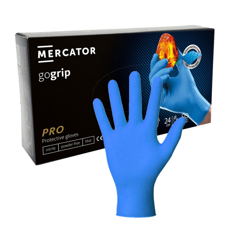 Rękawiczki nitrylowe M niebieskie Mercator Gogrip 50szt