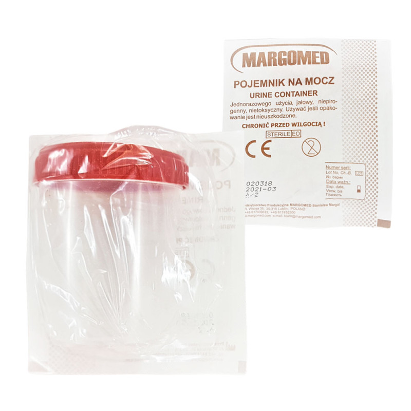 Jałowy pojemnik na mocz 100ml jednorazowy Margomed 96szt