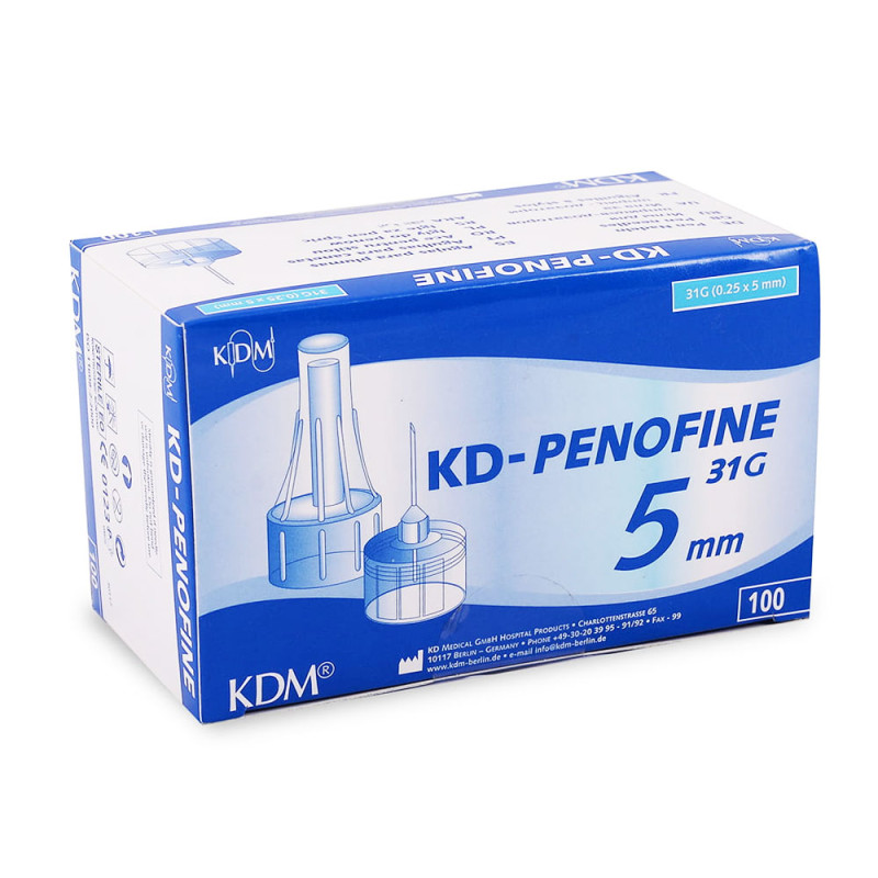 Igły do pen&oacute;w insulinowych 31G 5mm x 0,25mm KDM KD-Penofine 100szt