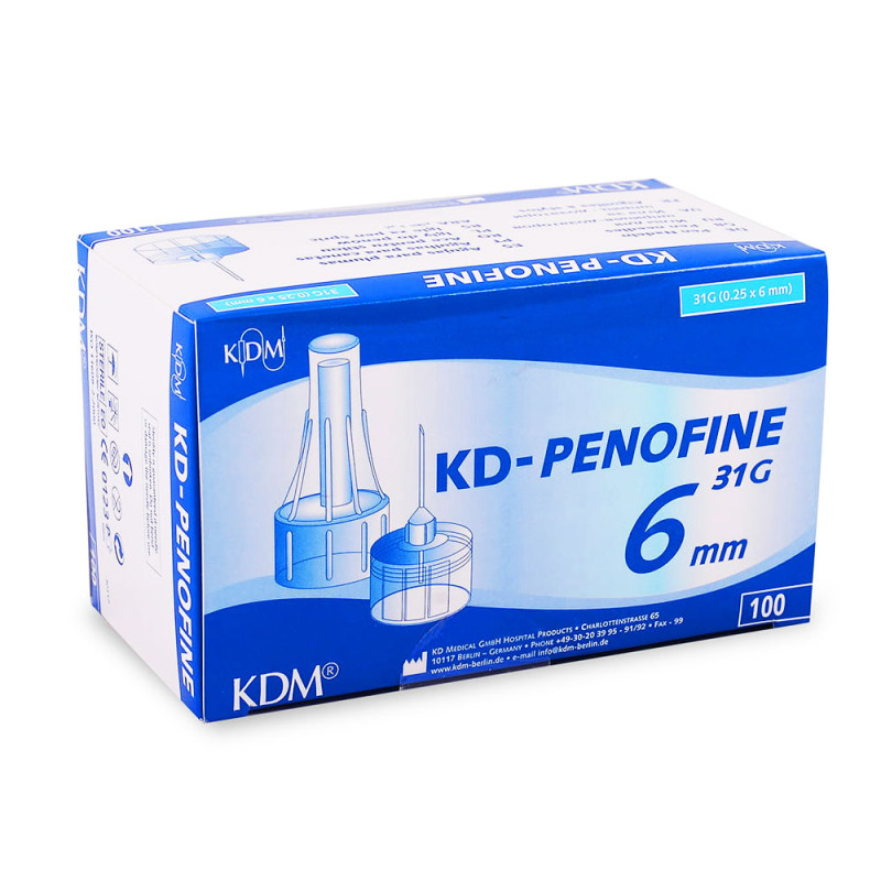 Igły do pen&oacute;w insulinowych 31G 6mm x 0,25mm KDM KD-Penofine 100szt