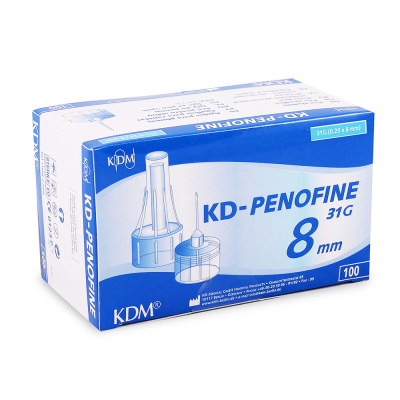 Igły do pen&oacute;w insulinowych 31G 8mm x 0,25mm KDM KD-Penofine 100szt