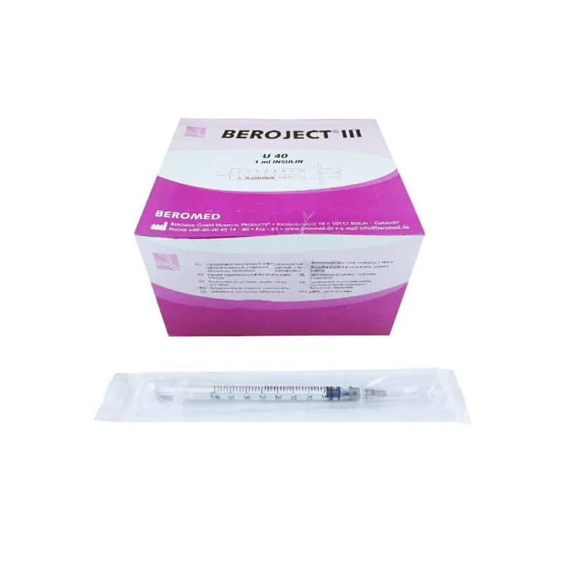 Strzykawka insulinowa z wymienną igłą 1ml U-40 G27 (0,4X13) 100szt