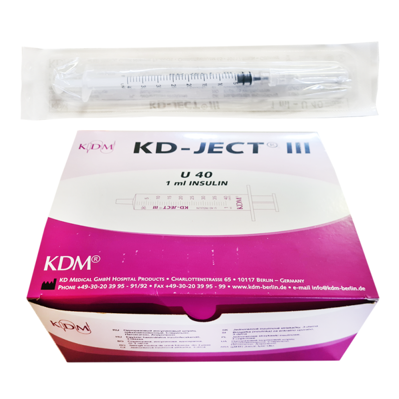 Strzykawka insulinowa z wymienną igłą 1ml U-40 G27 (0,40X13) KD-JECT III 100szt