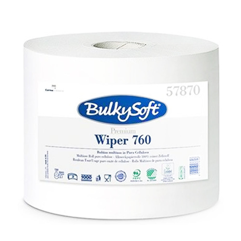 Czyściwo papierowe długie 760m kuchenne bez kleju 2 warstwy Bulkysoft Premium 1 rolka